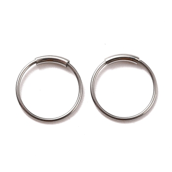 304 Stainless Steel Hoop Earrings, Round, Stainless Steel Color, 9.5x0.5mm, Pin: 0.5mm