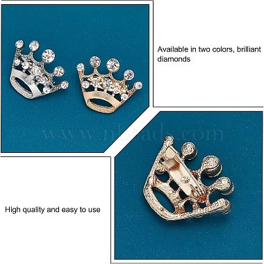 CHGCRAFT 16pcs 2 Colors Crystal Rhinestone Crown Brooches(JEWB-CA0001-10)-6