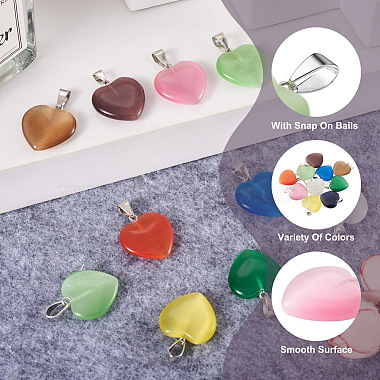 cheriswelry 20pcs 10 couleurs pendentifs œil de chat(G-CW0001-10)-5