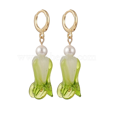 Medium Sea Green Lampwork Earrings