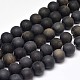 Frosted Natural Golden Sheen Obsidian Round Bead Strands(G-F266-04-12mm)-1