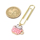 Cup with Cat Alloy Enamel Pendant Bookmarks(AJEW-JK00305)-3