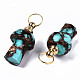 Assembled Natural Bronzite and Synthetic Turquoise Openable Perfume Bottle Pendants(G-S366-057A)-3