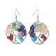 Natural & Synthetic Mixed Gemstone Chips Braided Ring with Tree of Life Dangle Earrings(EJEW-JE04881-01)-3