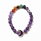 Moon and Star Natural & Synthetic Mixed Gemstone Beaded Stretch Bracelet for Women(G-G997-B)-3