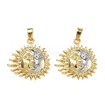 Brass Pendants, Sun Charms, Rack Plating, Long-Lasting Plated, Real 18K Gold Plated, 20x19x4mm, Hole: 4.5x2mm(KK-A294-02A-GP)
