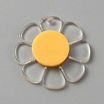 Transparent Resin Pendants, Flower Charms, Clear, 24.5x4.5mm, Hole: 1.5mm(RESI-WH0029-46B-09)