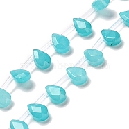 Dyed Natural Amazonite Beads Strands, Faceted, Teardrop, Top Drilled, 9x6x4mm, Hole: 0.8mm, about 30~32pcs/strand, 16.54''(42cm)(G-Q167-A11-02)