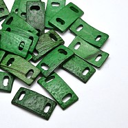 Dyed Rectangle Coconut Links, Green, 40x20x4~5mm, Hole: 10x4mm(COCO-P001-19)