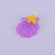 Transparent Resin Cabochon, Shell, Purple, 18.5x17x6mm(RESI-WH0009-53)