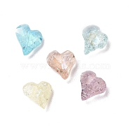 Crackle Moonlight Style Glass Rhinestone Cabochons, Pointed Back, Heart, Mixed Color, 9x8x3.5mm(RGLA-J017-A-IO)