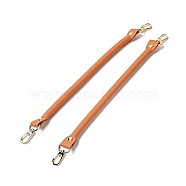 Microfiber Leather Sew on Bag Handles, with Alloy Swivel Clasps & Iron Studs, Bag Strap Replacement Accessories, Orange, 36.1x2.55x1.25cm(FIND-D027-14A)