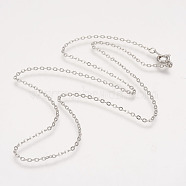 Brass Cable Chain Necklaces, Platinum, 16 inch, 2x1.5mm(SW028-01P-NF)