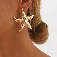 Alloy Starfish Stud Earrings for Women, Golden, 50x51mm(EJEW-U028-04G)