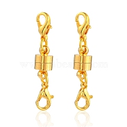 Brass Magnetic Clasps Converter, with Double Lobster Claw Clasps, Column, Golden, 33x6mm, Magnetic Clasps Converter: 12x6mm, Lobster Claw Clasps: 10x5.5x3.5mm(KK-YW0001-60G)