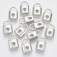 Plating ABS Plastic Pendants, Lock, Platinum, 16x10x5mm, Hole: 5x5mm(KY-N007-13)
