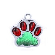 Alloy Enamel Pendants, Two Tone, Dog Paw Prints, Platinum, Aquamarine, 17.7x16.6x2mm, Hole: 2mm(ENAM-TAC0001-06E)