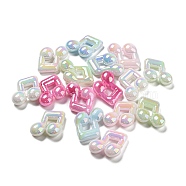 UV Plating Opaque Luminous Acrylic Beads, Iridescent, Note, Mixed Color, 23x23x9mm, Hole: 2.8mm(X-MACR-D083-09)