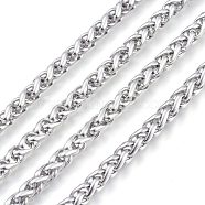 304 Stainless Steel Wheat Chains, Unwelded, with Spool, Stainless Steel Color, 5mm, about 32.8 Feet(10m)/roll(CHS-M001-01P)