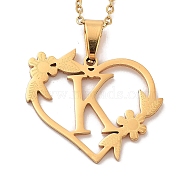 Vacuum Plating 201 Stainless Steel Pendant Necklaces, Letter K, 12.28 inch(31.2cm)(NJEW-R267-02K-G)