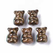 Handmade Porcelain Beads, Famille Rose Style, Koala Bear, Saddle Brown, 20~21x14~15x13~15mm, Hole: 1.6~2.5mm(PORC-N004-92A)