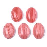 Synthetic Rhodochrosite Cabochons, Dyed, Oval, Light Coral, 14x10x4~5mm(G-R415-14x10-15)