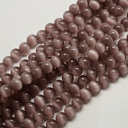Cat Eye Beads, Round, Rosy Brown, 12mm, Hole: 1.5mm, about 32pcs/strand, 14.5 inch(CER12mm21)