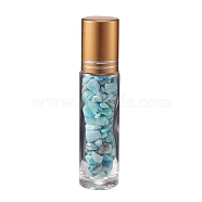 Glass Roller Ball Bottles, Essential Oil Refillable Bottle, with Amazonite Chip Beads, for Personal Care, 85x20mm, Beads: 3x11~3x7mm, Capacity: 10ml(AJEW-P073-A13)