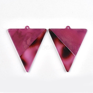 Cellulose Acetate(Resin) Big Pendants, Two-tone, Triangle, Camellia, 51.5x43x2.5mm, Hole: 1.5mm(KY-S157-20D)