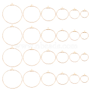 24Pcs 6 Style 304 Stainless Steel Pendants, Hoop Earring Findings, Rose Gold, 24~53x22~49x1.5mm, Hole: 1mm, Pin: 0.8mm, 4pcs/style(STAS-DC0001-24)