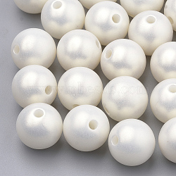 Spray Painted Style Acrylic Beads, Rubberized, Round, Creamy White, 8mm, Hole: 1mm(X-MACR-T010-8mm-08)