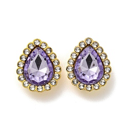 Acrylic Rhinetsone Cabochons, with ABS Plastic, Teardrop, Lilac, 19x15x6mm(FIND-C054-02G-08)