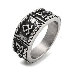 304 Stainless Steel Ring, Symbol, Inner Diameter: 19mm(RJEW-B055-04AS-01)