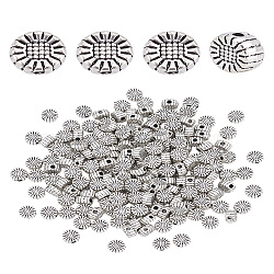 200Pcs Tibetan Style Alloy Beads, Flower, Antique Silver, 5.5x5.5x3mm, Hole: 1mm(TIBEB-LP0001-73AS)