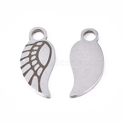 201 Stainless Steel Charms, Wing, Antique Silver, 13x5.5x1mm, Hole: 2mm(STAS-Q236-01AS)