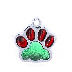 Alloy Enamel Pendants, Two Tone, Dog Paw Prints, Platinum, Aquamarine, 17.7x16.6x2mm, Hole: 2mm(ENAM-TAC0001-06E)