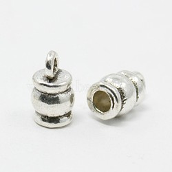 Tibetan Style Terminators, Barrel, Lead Free & Nickel Free & Cadmium Free, Antique Silver, 11x6.5mm, Hole: 2mm, Inner Diameter: 3mm.(LF9765Y-NF)