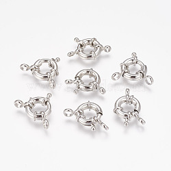 Brass Spring Ring Clasps, Jewelry Components, Platinum color, Size: about 13mm in diameter, hole: 3mm(KK39)