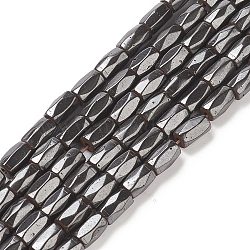 Magnetic Synthetic Hematite Beads Strands, Eighteen Facets, Tube, Black, about 5mm in diameter, 8mm long, about 50pcs/strand, hole: about 1mm, 16 inch(X-IM302)