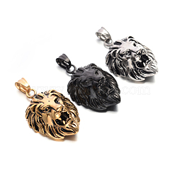 Lion Retro 304 Stainless Steel Pendants, Mixed Color, 44x29x18mm, Hole: 5.5x8mm(STAS-F011-38)