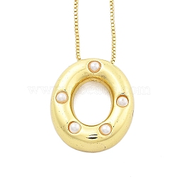 Brass & Plastic Pearl Letter Pendant Box Chain Necklaces for Women, Real 18K Gold Plated, Letter O, 17.64 inch(44.8cm)(NJEW-U017-01G-15)