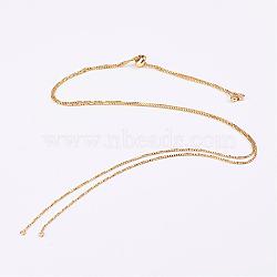 Electrophoresis Brass Necklace Making, with Cubic Zirconia & Slide Extender Chains, Box Chains, Long-Lasting Plated, Golden, 31.5 inch(80cm)(MAK-D020-01G)