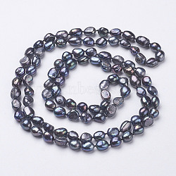 Natural Pearl Beaded Necklaces, Black,  46.4 inch~47.2 inch(1180mm~1200mm)(NJEW-P149-01B-01)