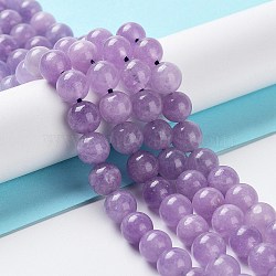 Dyed Natural Malaysia Jade Beads Strands, Round, Lilac, 8mm, Hole: 1.2mm, about 23pcs/strand, 7.28 inch(18.5cm)(G-G021-02B-05)