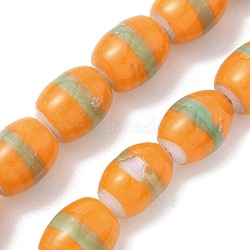 Handmade Nepalese Lampwork Beads, Barrel, Orange, 18x13.5~15mm, Hole: 2mm, about 36pcs/strand, 26.38''(67cm)(LAMP-XCP0001-20)