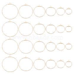 24Pcs 6 Style 304 Stainless Steel Pendants, Hoop Earring Findings, Rose Gold, 24~53x22~49x1.5mm, Hole: 1mm, Pin: 0.8mm, 4pcs/style(STAS-DC0001-24)
