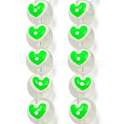 Transparent Glass with Enamel  Beads, Hand Drawn Beads, Heart, Lime, 11.5x14~15x12~12.5mm, Hole: 1.2~1.5mm(GLAA-N0028-04A)