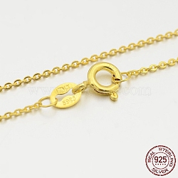 925 Sterling Silver Cable Chain Necklaces, with Spring Ring Clasps, Golden, 16 inch, 1.2mm(STER-M086-06A)