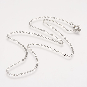 Brass Cable Chain Necklaces, Platinum, 16 inch, 2x1.5mm