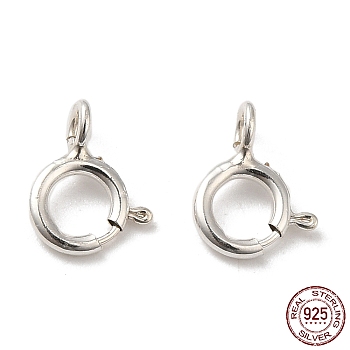 Sterling Silver Spring Ring Clasps, Silver, 7x5x1mm, Hole: 1.5mm